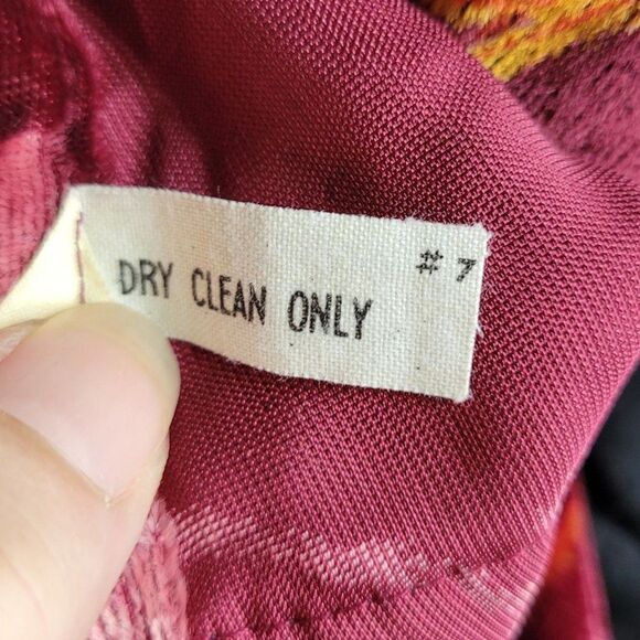 Vintage 70's Pants Bell Bottoms High Rise Wide Leg Flare Velvet Floral Wine S - Picture 11 of 11